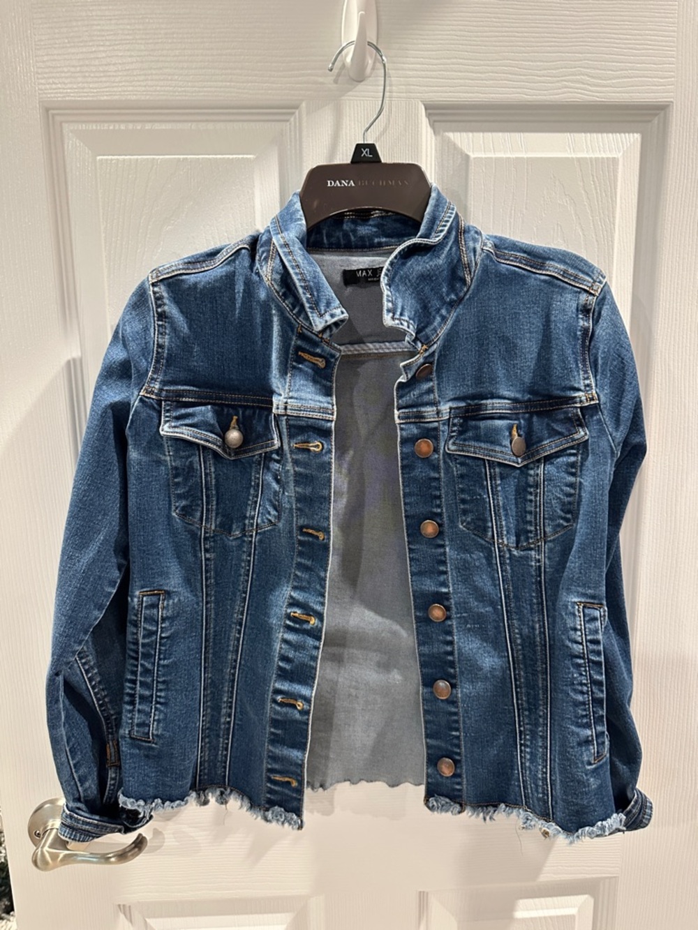 Max Studio Dark Blue Denim Button-Front Jacket